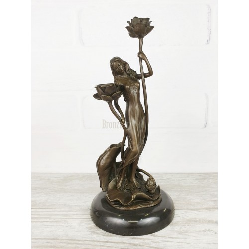 Candle holder "Girl with water lilies"